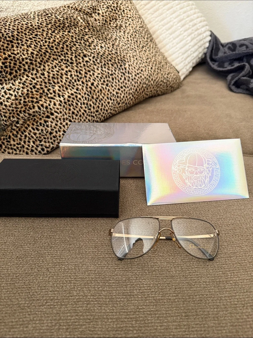 Dior Gold Aviator Glasses with Gray Lenses